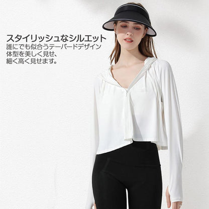 ラッシュガード レディース パーカー UVカット 長袖 水着 UPF50+ 接触冷感 紫外線対策 無地 日焼け防止 女性 大人 ママ 指穴付き かわいい フード
