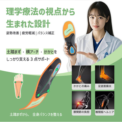 【日用雑貨】90％衝撃吸収可能！ スポーツインソール