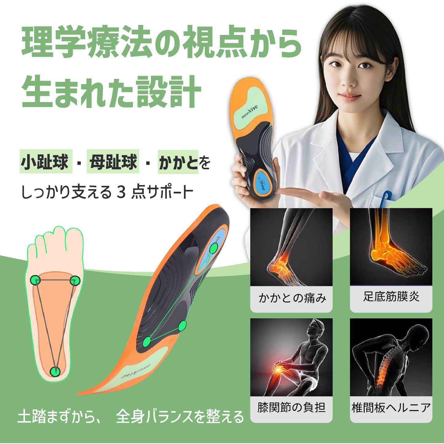 【90％衝撃吸収可能！】スポーツインソール ゴルフ 疲れない 衝撃吸収 90％衝撃吸収可能 足裏 筋力サポーター インソール 中敷き 立ち仕事 足の負担軽減