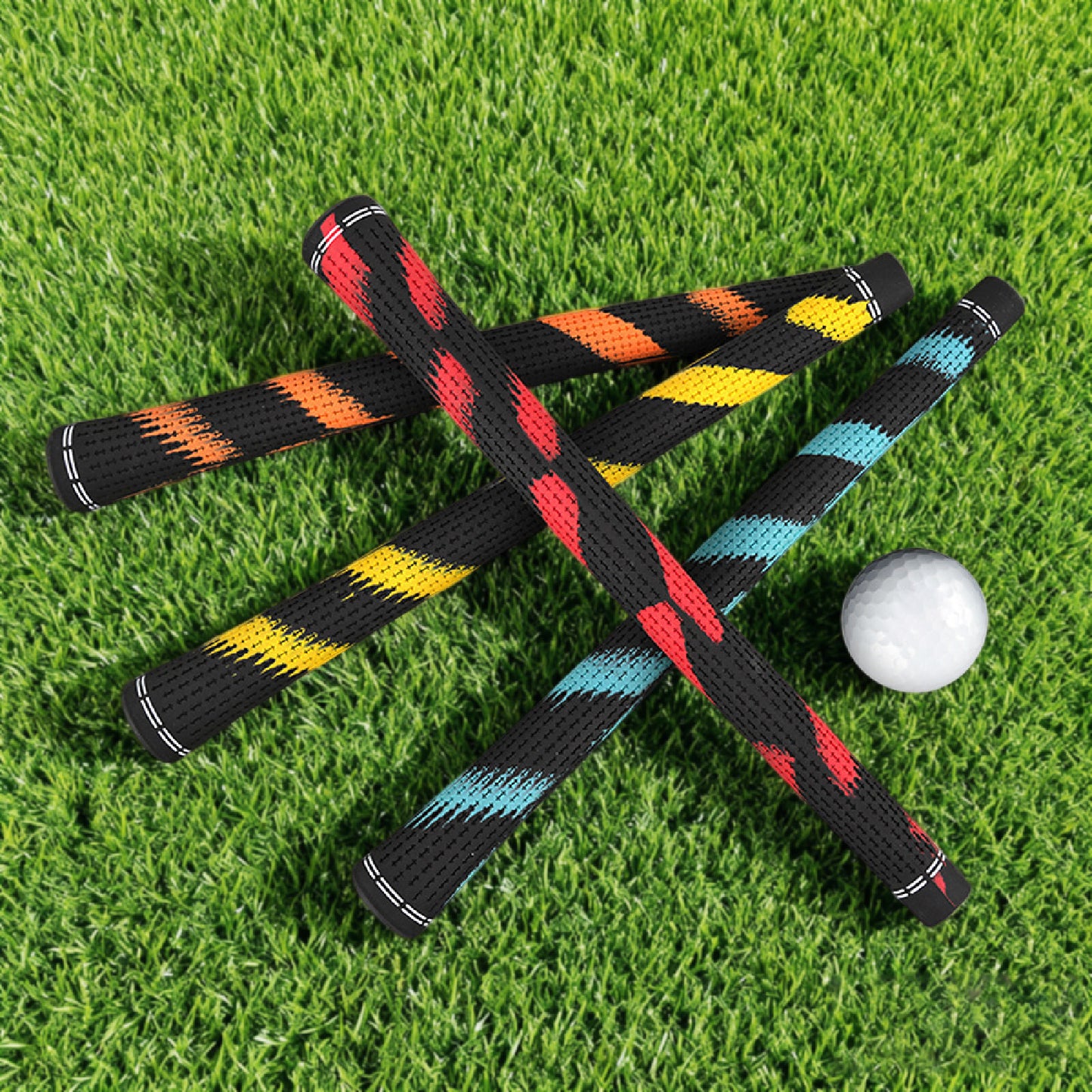 ゴルフ グリップ ウッド アイアン用 滑り止め ゴム素材 60R ハーフコード バックライン無 スタンダードサイズ 4カラー 斜めシマ 斜め縞 シマ模様 1本単品 8本セット