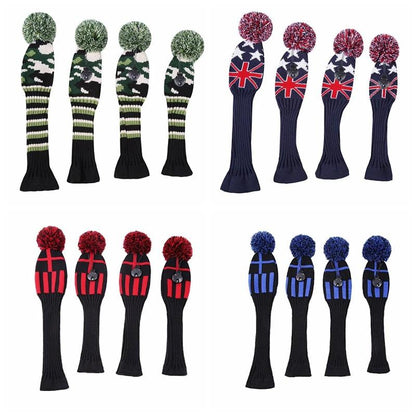 【ヘッドカバー】 ニット製 変換ダグ付き 4点セット DR/FW×2/UT