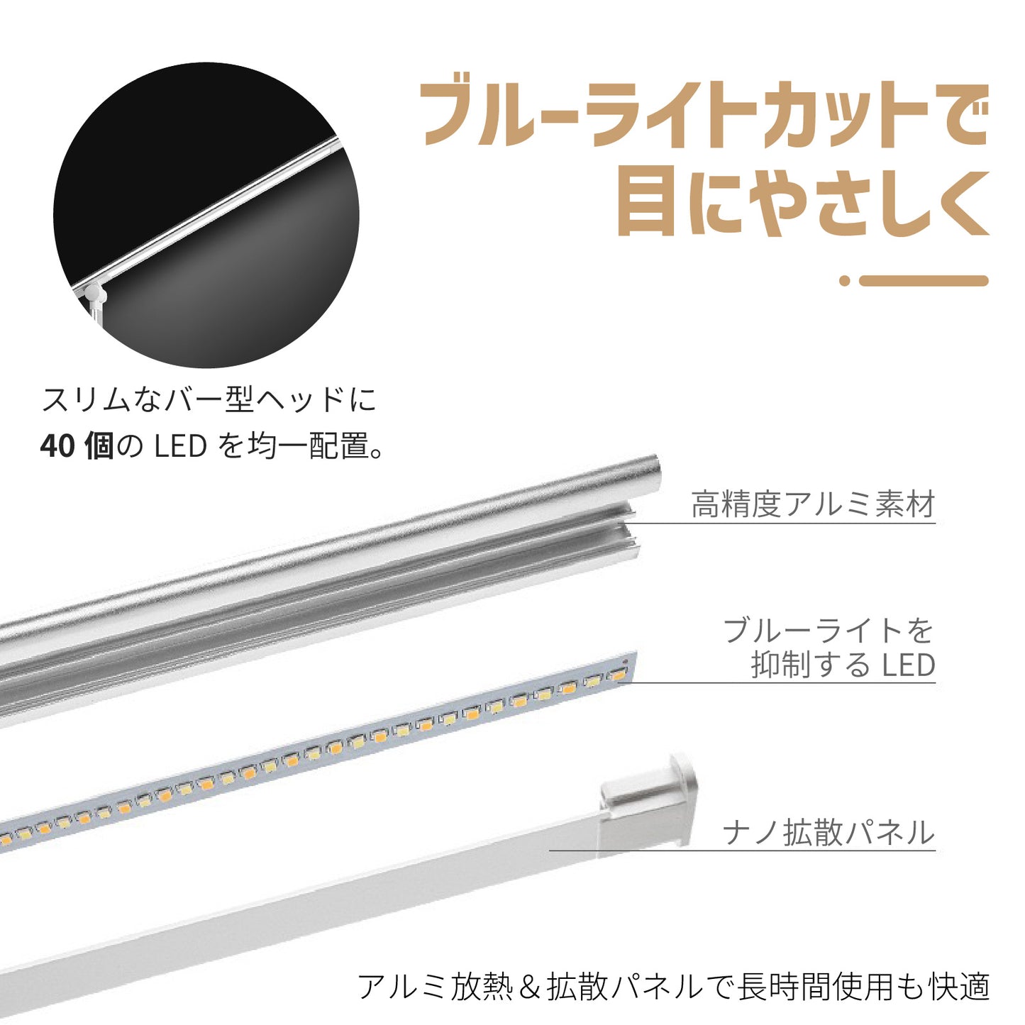 【小物雑貨】USB給電 多機能 LEDデスクライト 5段階調色 スマホ充電