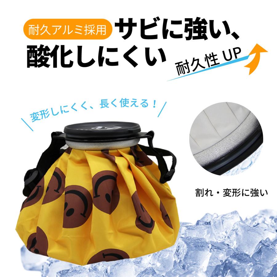 ゴルフ 氷のう 野球 アイスパック ベルト カラビナ付 スポーツ ひんやり 氷嚢 スマイル 氷のう クール 冷却 熱中症対策 結露防止 加工 アイスパック 大容量1.6L