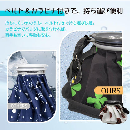ゴルフ 氷のう 野球 アイスパック ベルト カラビナ付 スポーツ ひんやり 氷嚢 スマイル 氷のう クール 冷却 熱中症対策 結露防止 加工 アイスパック 大容量1.6L