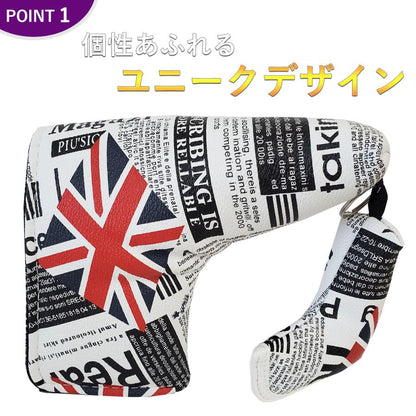 ゴルフ ヘッドカバー パターカバー ピンタイプ スコッティーキャメロン オデッセイに適合 磁石タイプ開閉 キーリング付き 高級pu革 アメリカ イギリス 迷彩