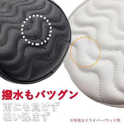 ゴルフ ヘッドカバー パター マレット カバー ピンタイプ ゴルフ ヘッドカバー 単品 波 黒 白 防水仕様 高級 PUレザー
