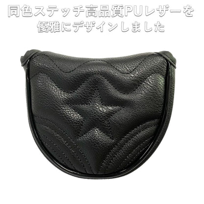 ゴルフ ヘッドカバー パター マレット カバー ピンタイプ ゴルフ ヘッドカバー 単品 波 黒 白 防水仕様 高級 PUレザー