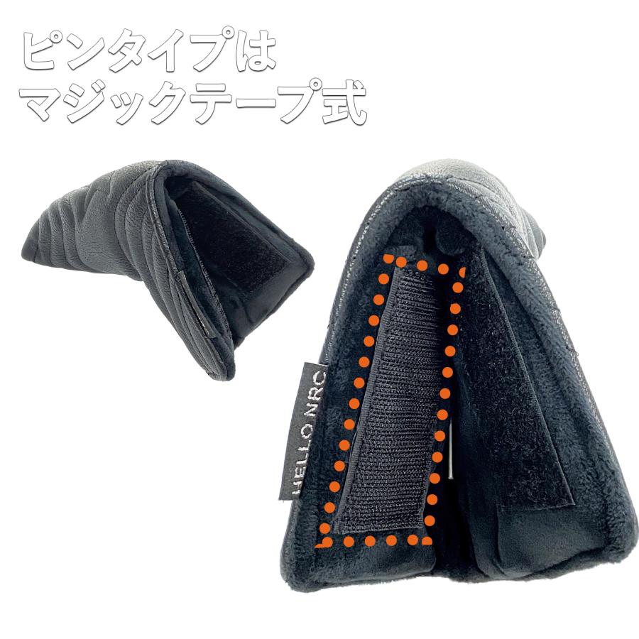 ゴルフ ヘッドカバー パター マレット カバー ピンタイプ ゴルフ ヘッドカバー 単品 波 黒 白 防水仕様 高級 PUレザー