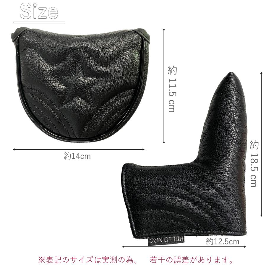 ゴルフ ヘッドカバー パター マレット カバー ピンタイプ ゴルフ ヘッドカバー 単品 波 黒 白 防水仕様 高級 PUレザー