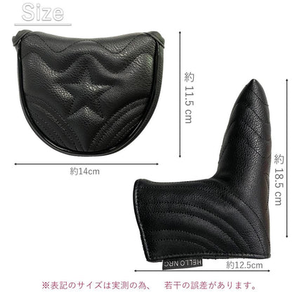 ゴルフ ヘッドカバー パター マレット カバー ピンタイプ ゴルフ ヘッドカバー 単品 波 黒 白 防水仕様 高級 PUレザー
