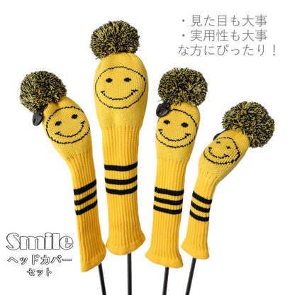 【ヘッドカバー】  スマイル ニット製 4点セット DR/FW×2/UT
