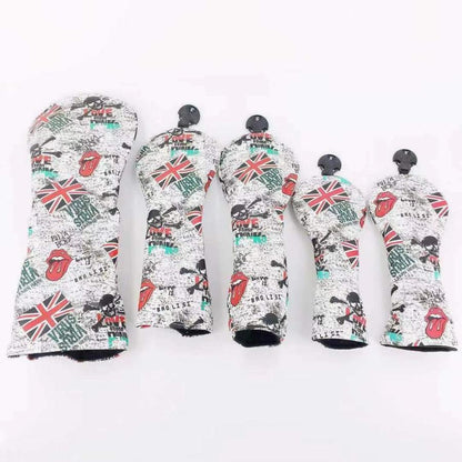 【ヘッドカバー】  スカル×イギリス国旗 5点セット DR/FW×2/UT×2