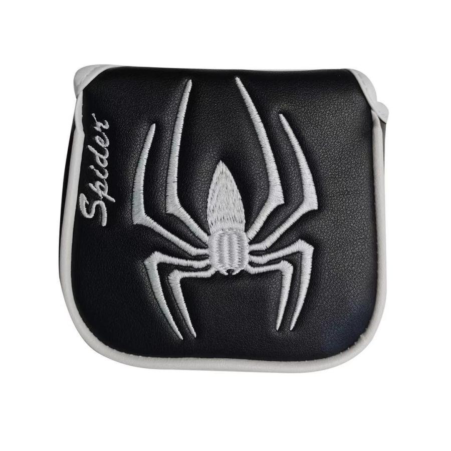 ゴルフ ヘッドカバー パターカバー マレット オデッセイ2ボール・テーラーメイド スパイダーパター 対応 スパイダー デザイン 黒 赤