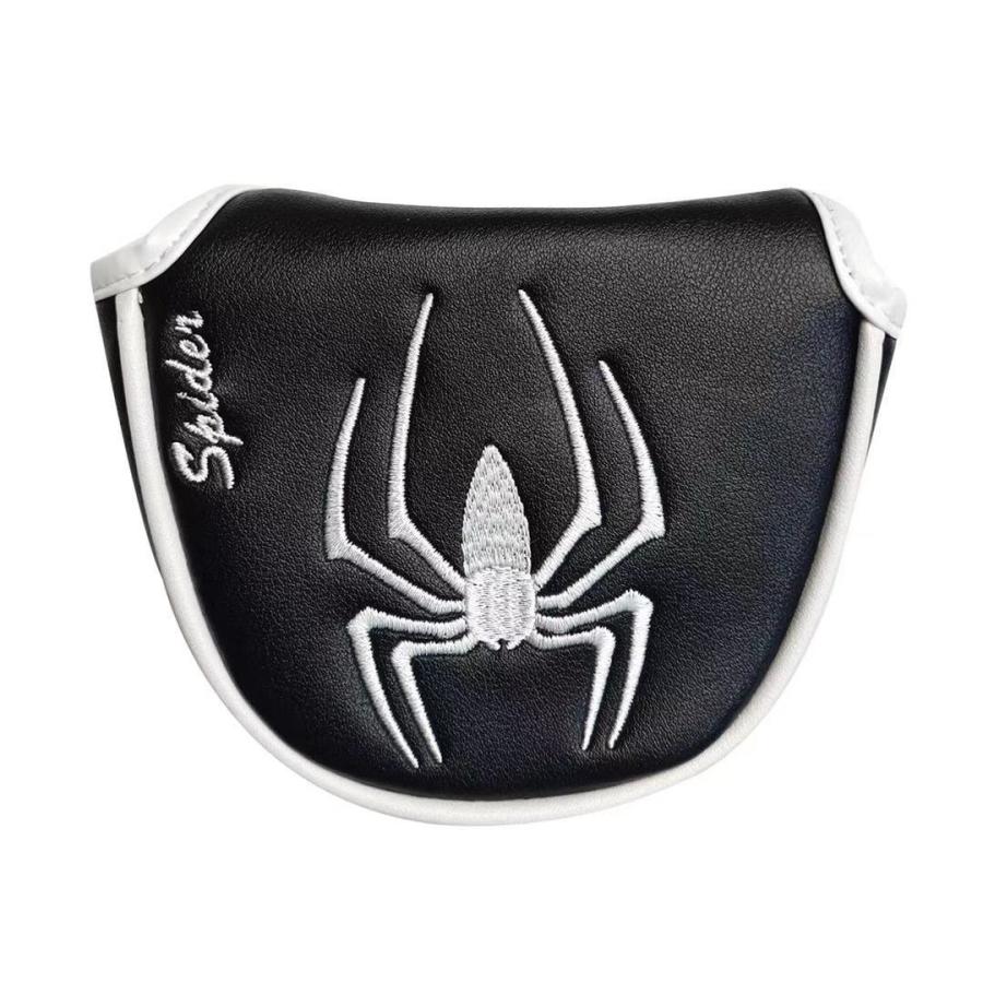 ゴルフ ヘッドカバー パターカバー マレット オデッセイ2ボール・テーラーメイド スパイダーパター 対応 スパイダー デザイン 黒 赤