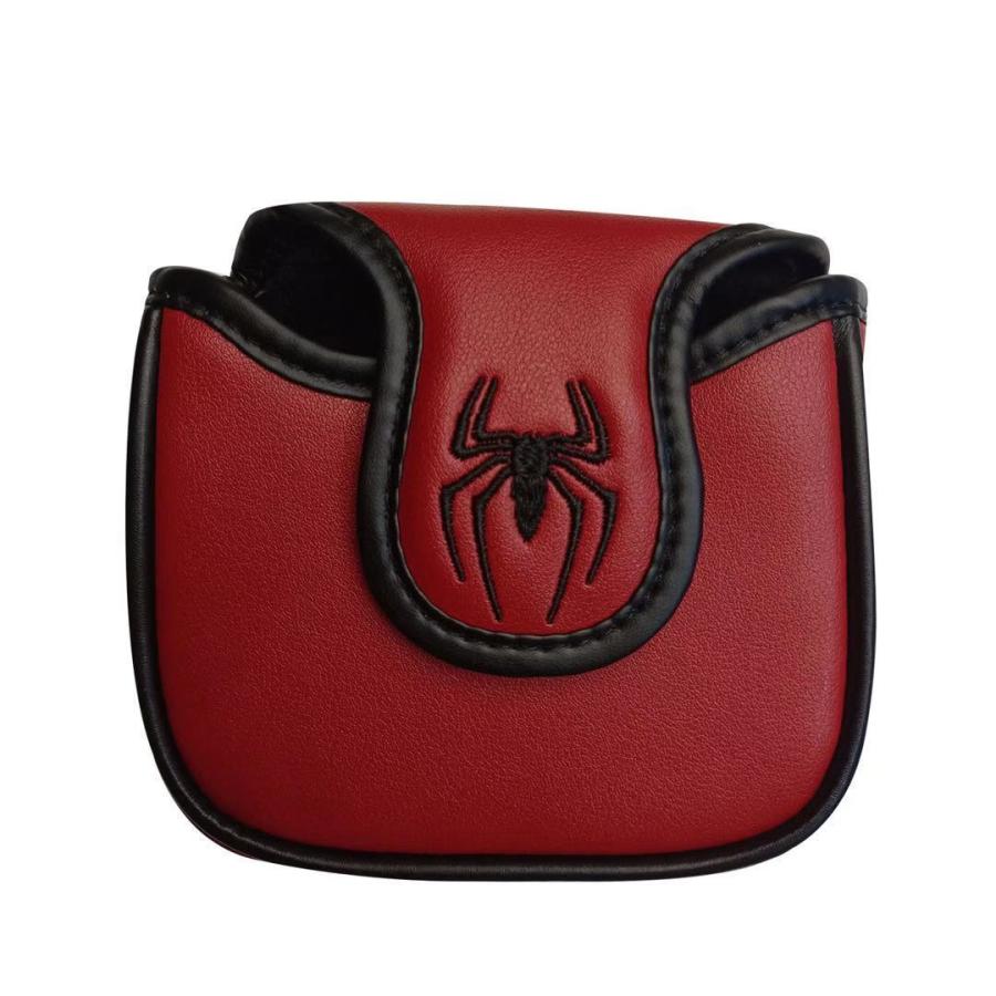ゴルフ ヘッドカバー パターカバー マレット オデッセイ2ボール・テーラーメイド スパイダーパター 対応 スパイダー デザイン 黒 赤