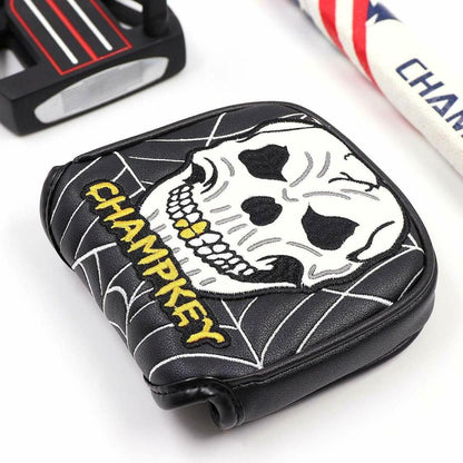 ゴルフ ヘッドカバー パターカバー マレット オデッセイ2ボール テーラーメイド スパイダーパター 対応 骸骨 デザイン